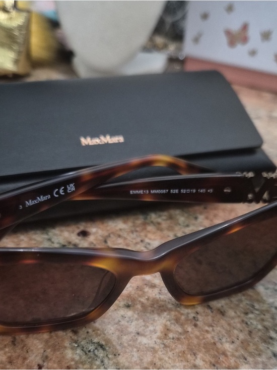 MaxMara Tortoise Shell Cat-Eye Sunglasses with Gun Metal M LOGO main image 5